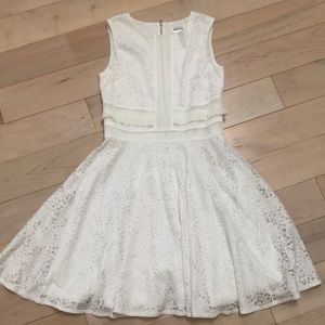 David Charles black label white lace dress 14